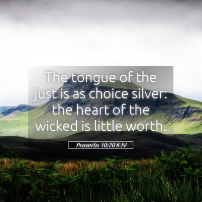 Picture 05 - Proverbs 10:20 KJV - The tongue of the just is as choice silver: the - Bible Verse Picture