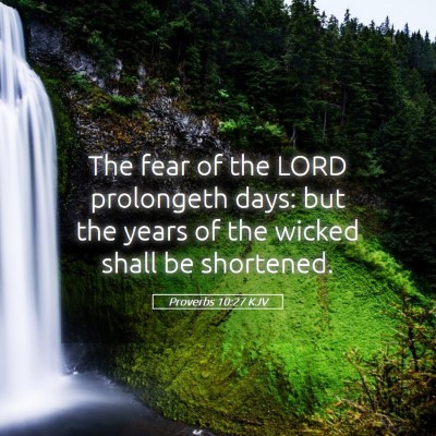 Picture 05 - Proverbs 10:27 KJV - The fear of the LORD prolongeth days: but the - Bible Verse Picture