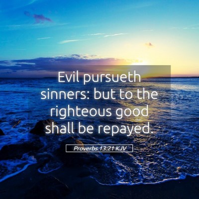 Picture 05 - Proverbs 13:21 KJV - Evil pursueth sinners: but to the righteous good - Bible Verse Picture