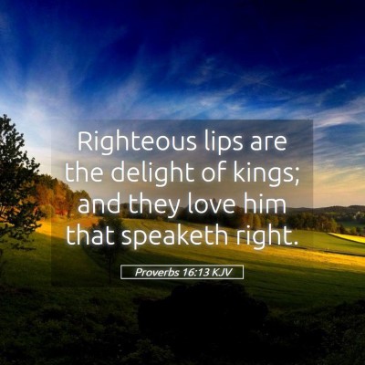 Picture 05 - Proverbs 16:13 KJV - Righteous lips are the delight of kings; and they - Bible Verse Picture