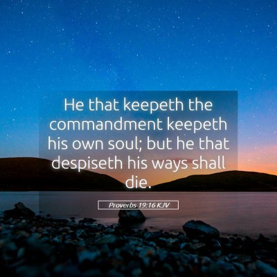 Picture 05 - Proverbs 19:16 KJV - He that keepeth the commandment keepeth his own - Bible Verse Picture