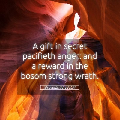 Picture 05 - Proverbs 21:14 KJV - A gift in secret pacifieth anger: and a reward in - Bible Verse Picture