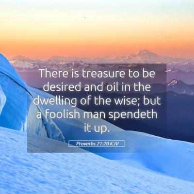 Picture 05 - Proverbs 21:20 KJV - There is treasure to be desired and oil in the - Bible Verse Picture