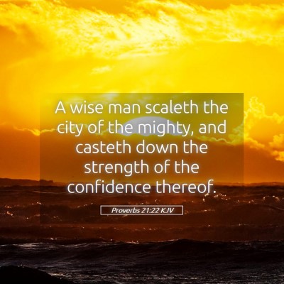 Picture 05 - Proverbs 21:22 KJV - A wise man scaleth the city of the mighty, and - Bible Verse Picture