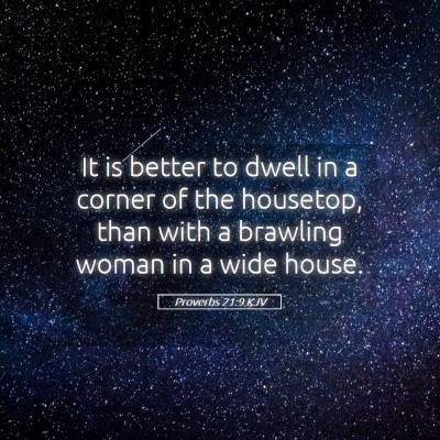 Picture 05 - Proverbs 21:9 KJV - It is better to dwell in a corner of the - Bible Verse Picture