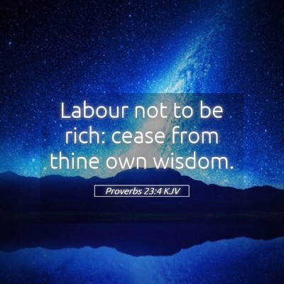 Picture 05 - Proverbs 23:4 KJV - Labour not to be rich: cease from thine own - Bible Verse Picture