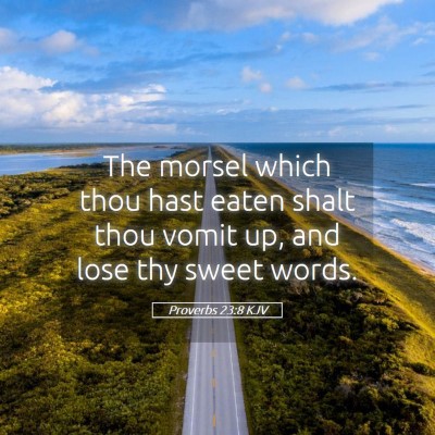 Picture 05 - Proverbs 23:8 KJV - The morsel which thou hast eaten shalt thou vomit - Bible Verse Picture