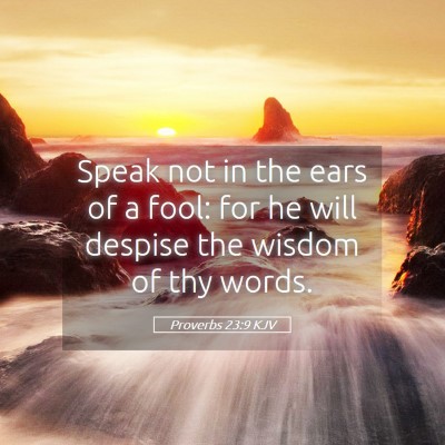 Picture 05 - Proverbs 23:9 KJV - Speak not in the ears of a fool: for he will - Bible Verse Picture