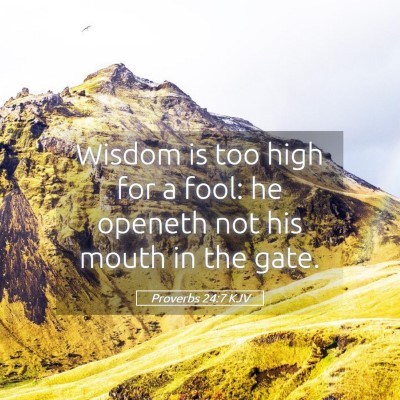 Picture 05 - Proverbs 24:7 KJV - Wisdom is too high for a fool: he openeth not his - Bible Verse Picture