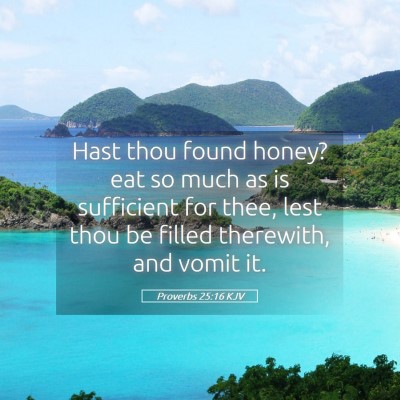 Picture 05 - Proverbs 25:16 KJV - Hast thou found honey? eat so much as is - Bible Verse Picture
