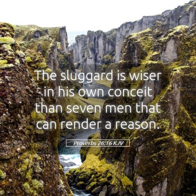 Picture 05 - Proverbs 26:16 KJV - The sluggard is wiser in his own conceit than - Bible Verse Picture