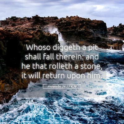 Picture 05 - Proverbs 26:27 KJV - Whoso diggeth a pit shall fall therein: and he - Bible Verse Picture