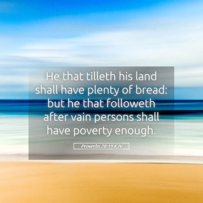 Picture 05 - Proverbs 28:19 KJV - He that tilleth his land shall have plenty of - Bible Verse Picture