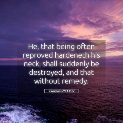 Picture 05 - Proverbs 29:1 KJV - He, that being often reproved hardeneth his neck, - Bible Verse Picture
