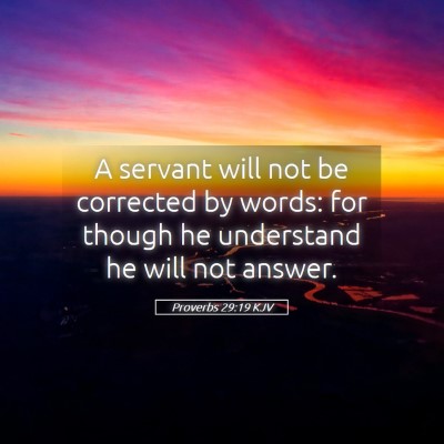 Picture 05 - Proverbs 29:19 KJV - A servant will not be corrected by words: for - Bible Verse Picture