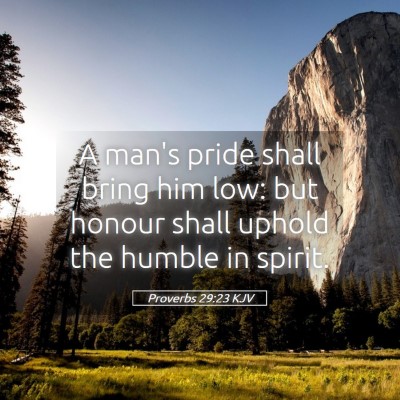 Picture 05 - Proverbs 29:23 KJV - A man's pride shall bring him low: but honour - Bible Verse Picture