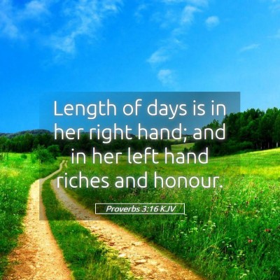 Picture 05 - Proverbs 3:16 KJV - Length of days is in her right hand; and in her - Bible Verse Picture