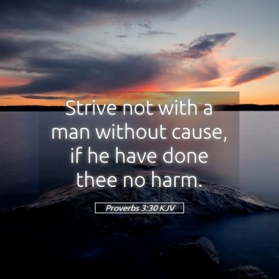 Picture 05 - Proverbs 3:30 KJV - Strive not with a man without cause, if he have - Bible Verse Picture