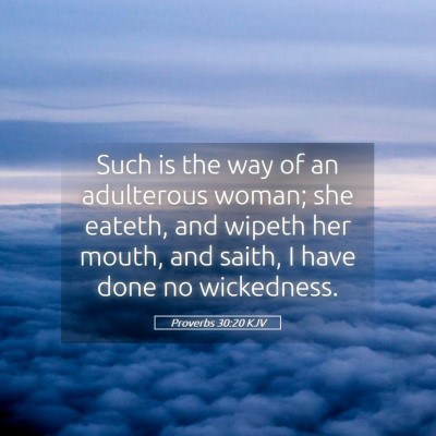 Picture 05 - Proverbs 30:20 KJV - Such is the way of an adulterous woman; she - Bible Verse Picture