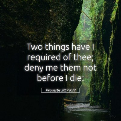 Picture 05 - Proverbs 30:7 KJV - Two things have I required of thee; deny me them - Bible Verse Picture