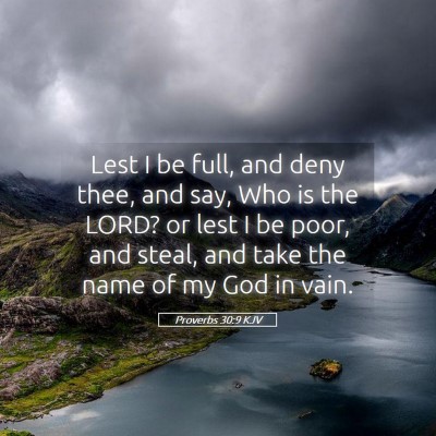 Picture 05 - Proverbs 30:9 KJV - Lest I be full, and deny thee, and say, Who is - Bible Verse Picture