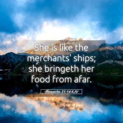 Picture 05 - Proverbs 31:14 KJV - She is like the merchants' ships; she bringeth - Bible Verse Picture
