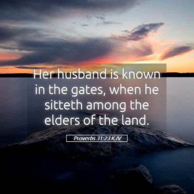 Picture 05 - Proverbs 31:23 KJV - Her husband is known in the gates, when he - Bible Verse Picture