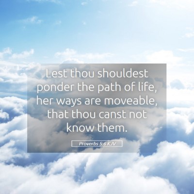 Picture 05 - Proverbs 5:6 KJV - Lest thou shouldest ponder the path of life, her - Bible Verse Picture