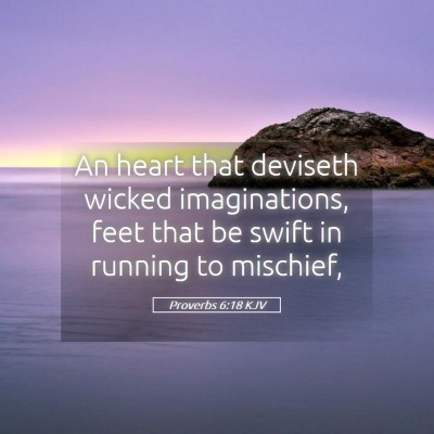 Picture 05 - Proverbs 6:18 KJV - An heart that deviseth wicked imaginations, feet - Bible Verse Picture