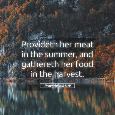 Picture 05 - Proverbs 6:8 KJV - Provideth her meat in the summer, and gathereth - Bible Verse Picture