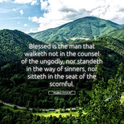 Picture 05 - Psalms 1:1 KJV - Blessed is the man that walketh not in the - Bible Verse Picture