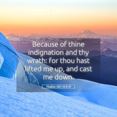 Picture 05 - Psalms 102:10 KJV - Because of thine indignation and thy wrath: for - Bible Verse Picture