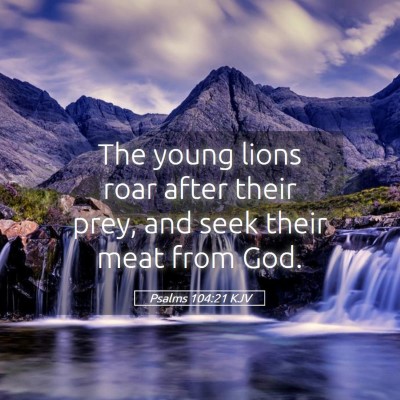 Picture 05 - Psalms 104:21 KJV - The young lions roar after their prey, and seek - Bible Verse Picture