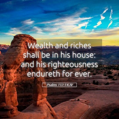Picture 05 - Psalms 112:3 KJV - Wealth and riches shall be in his house: and his - Bible Verse Picture