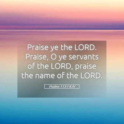 Picture 05 - Psalms 113:1 KJV - Praise ye the LORD. Praise, O ye servants of the - Bible Verse Picture
