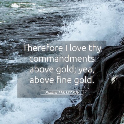 Picture 05 - Psalms 119:127 KJV - Therefore I love thy commandments above gold; - Bible Verse Picture