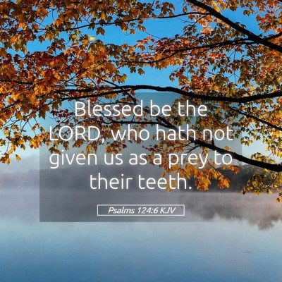 Picture 05 - Psalms 124:6 KJV - Blessed be the LORD, who hath not given us as a - Bible Verse Picture