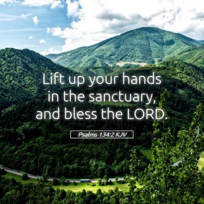 Picture 05 - Psalms 134:2 KJV - Lift up your hands in the sanctuary, and bless - Bible Verse Picture