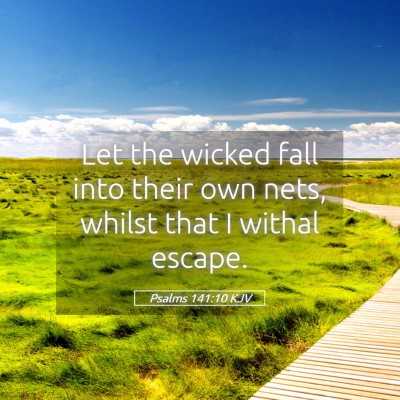 Picture 05 - Psalms 141:10 KJV - Let the wicked fall into their own nets, whilst - Bible Verse Picture