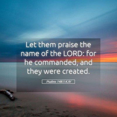 Picture 05 - Psalms 148:5 KJV - Let them praise the name of the LORD: for he - Bible Verse Picture