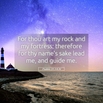 Picture 05 - Psalms 31:3 KJV - For thou art my rock and my fortress; therefore - Bible Verse Picture