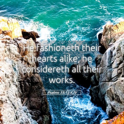 Picture 05 - Psalms 33:15 KJV - He fashioneth their hearts alike; he considereth - Bible Verse Picture