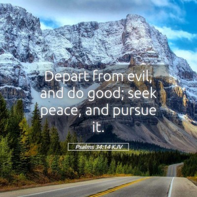 Picture 05 - Psalms 34:14 KJV - Depart from evil, and do good; seek peace, and - Bible Verse Picture