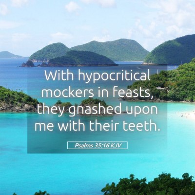 Picture 05 - Psalms 35:16 KJV - With hypocritical mockers in feasts, they gnashed - Bible Verse Picture