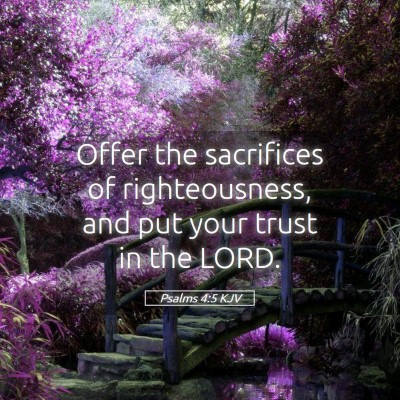Picture 05 - Psalms 4:5 KJV - Offer the sacrifices of righteousness, and put - Bible Verse Picture