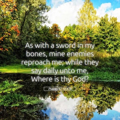 Picture 05 - Psalms 42:10 KJV - As with a sword in my bones, mine enemies - Bible Verse Picture