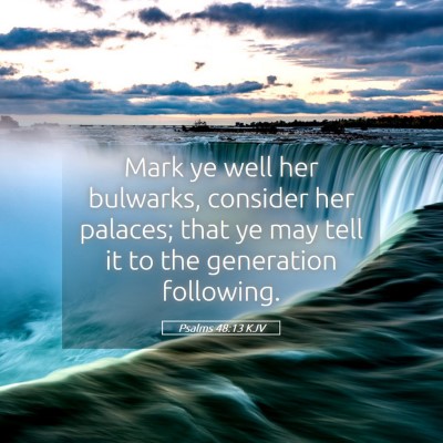 Picture 05 - Psalms 48:13 KJV - Mark ye well her bulwarks, consider her palaces; - Bible Verse Picture