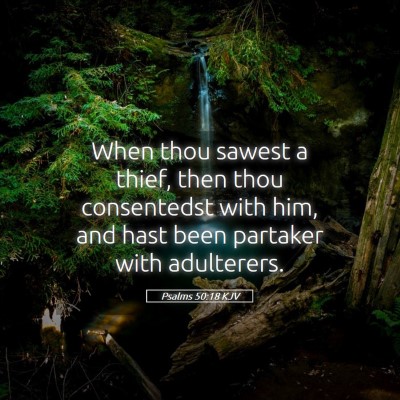 Picture 05 - Psalms 50:18 KJV - When thou sawest a thief, then thou consentedst - Bible Verse Picture