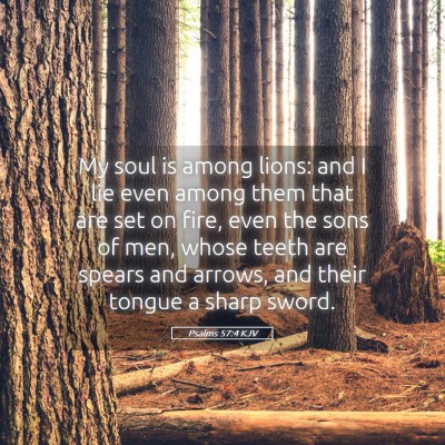Picture 05 - Psalms 57:4 KJV - My soul is among lions: and I lie even among them - Bible Verse Picture