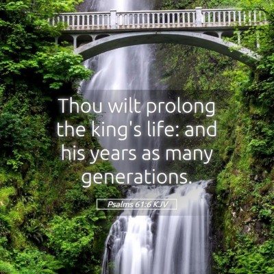 Picture 05 - Psalms 61:6 KJV - Thou wilt prolong the king's life: and his years - Bible Verse Picture